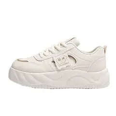 SHANDIAN - Zapatillas Plataforma Mujer Beige