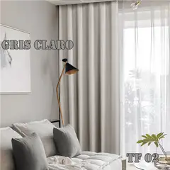 GENERICO - Set Cortinas Black Out Engomadas, Medidas 140x230 cm. Gris Claro TF02