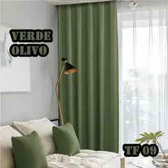 GENERICO - Set Cortinas Black Out Engomadas, Medida 140x230 cm Verde Olivo TF09