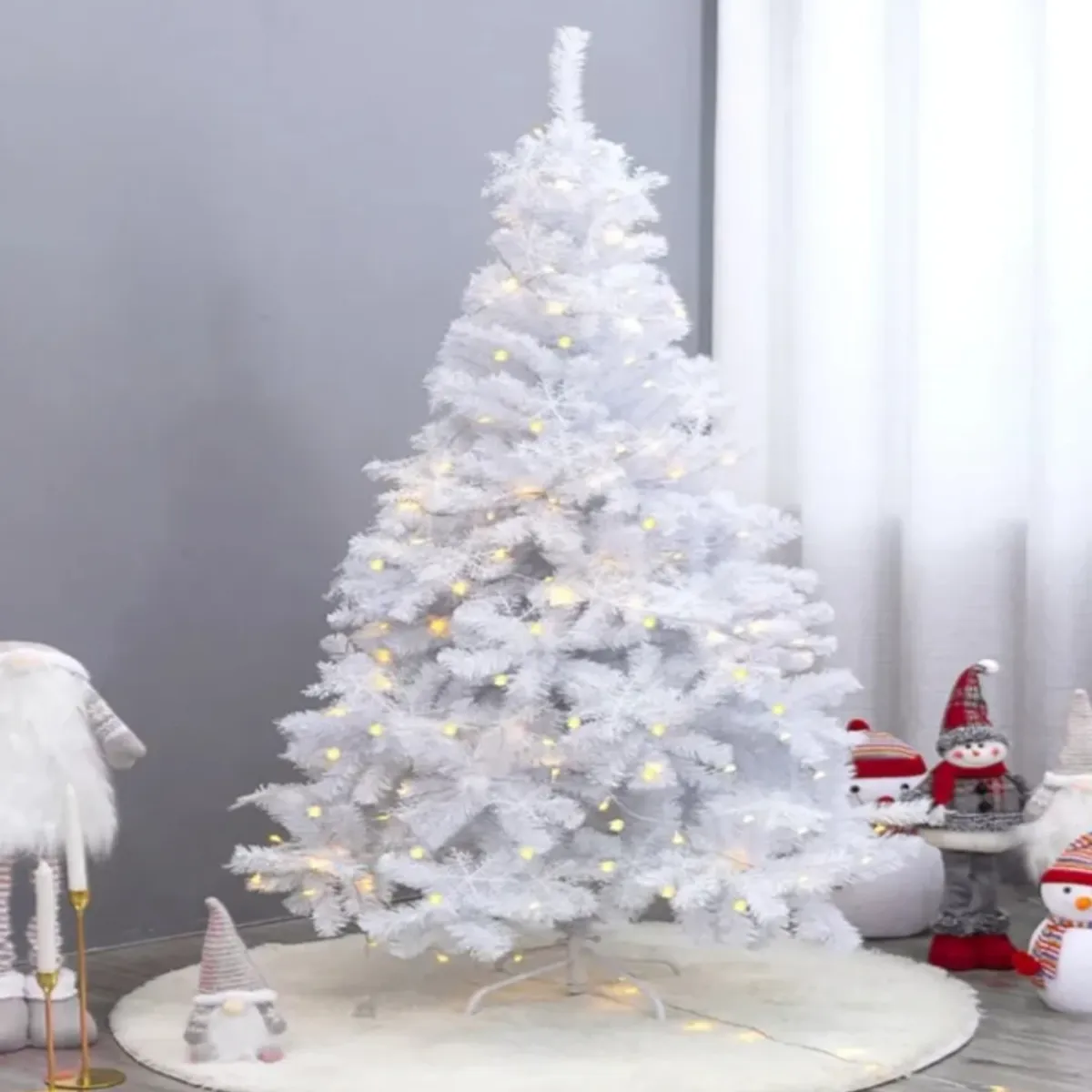 ARTIHOGAR - Arbol de Navidad 210 CM con Puntas Led Colores Canadá Blanco