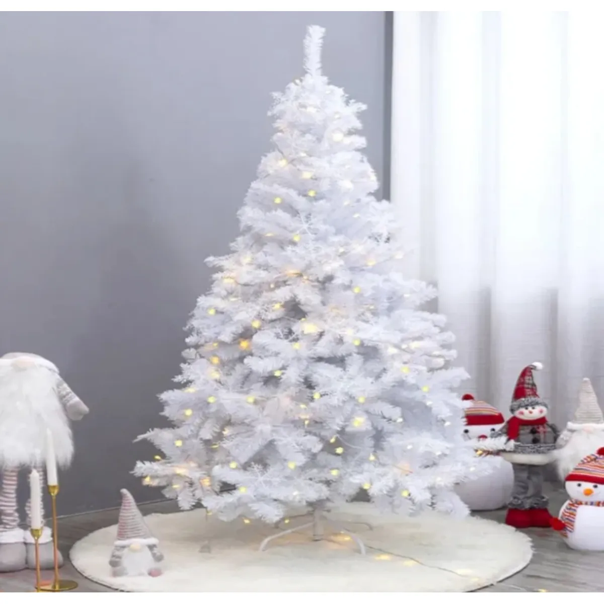 ARTIHOGAR - Arbol de Navidad 210 CM con Puntas Led Colores Canadá Blanco