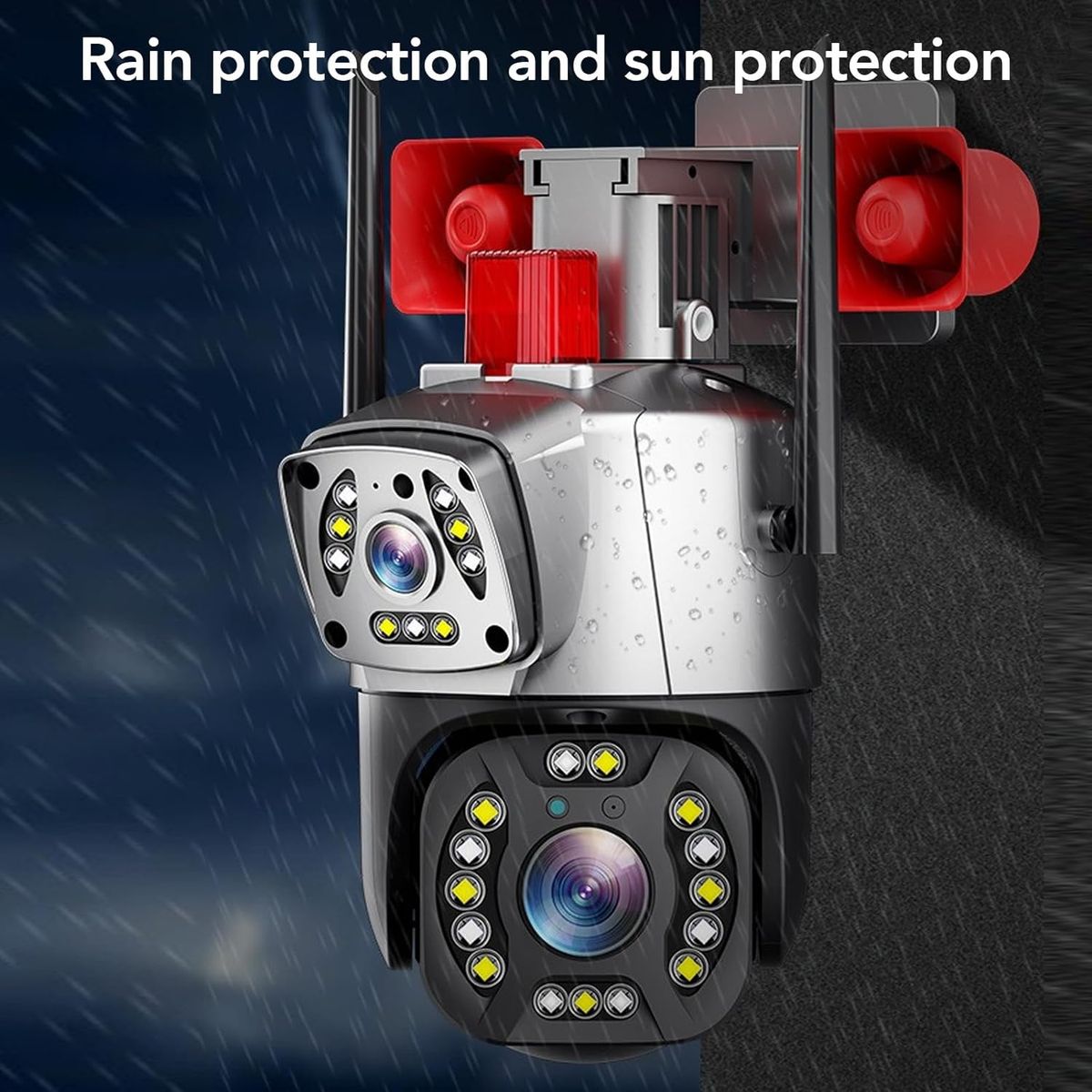 GENERICO - Cámara Wifi Exterior 4mp Doble Lente Baliza Y Sirena