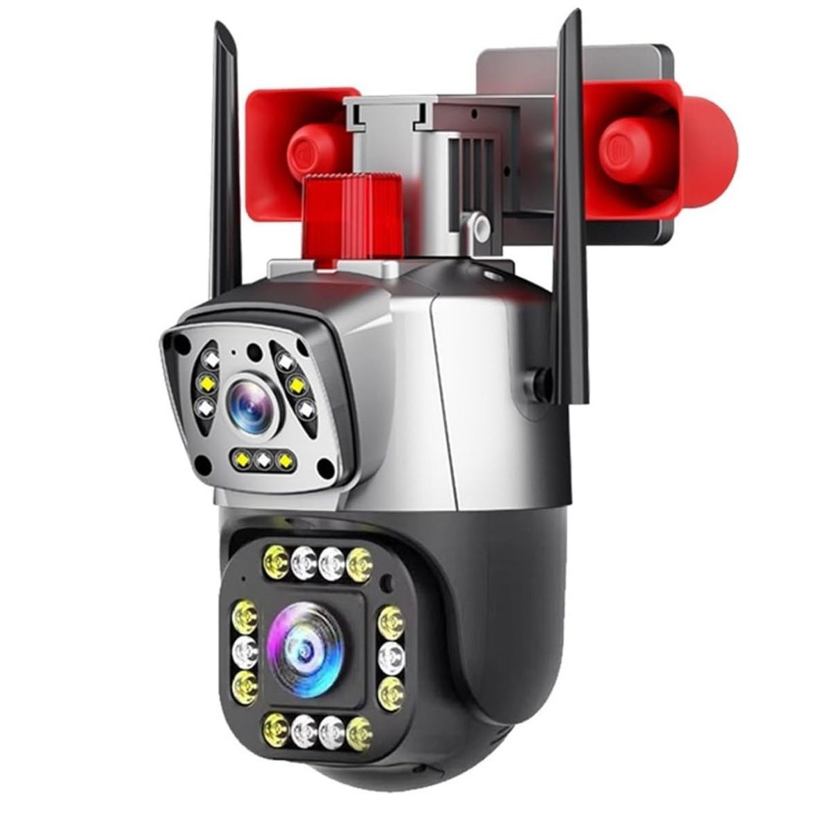 GENERICO - Cámara Wifi Exterior 4mp Doble Lente Baliza Y Sirena