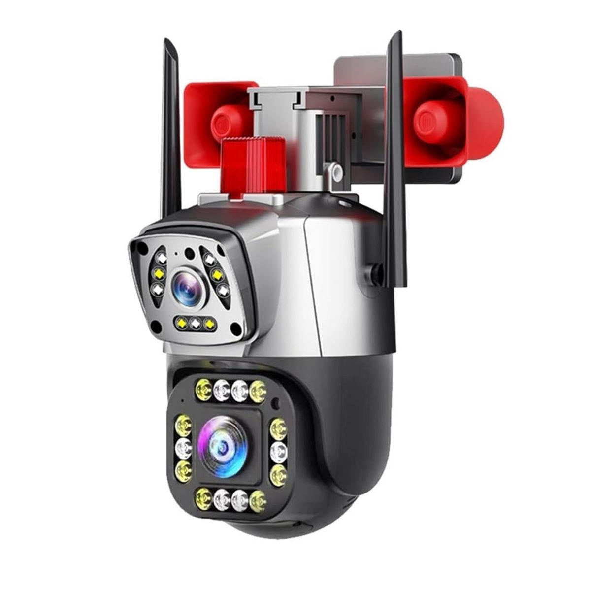 GENERICO - Cámara Wifi Exterior 4mp Doble Lente Baliza Y Sirena