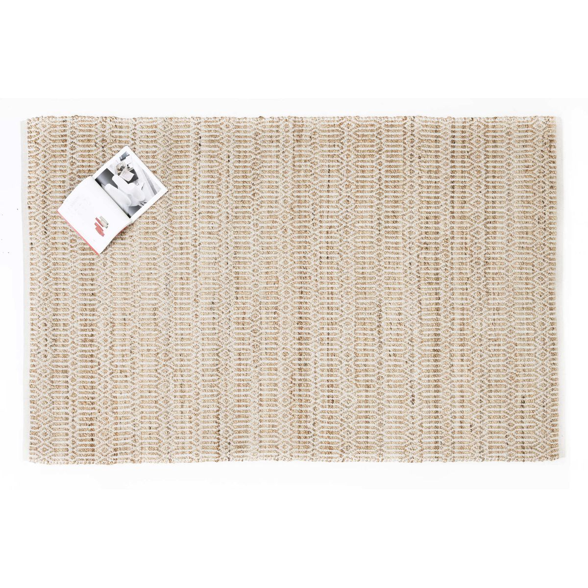 DECOGHAR - Alfombra de Yute Diamante con Dobladillo Natural 150x240 cm