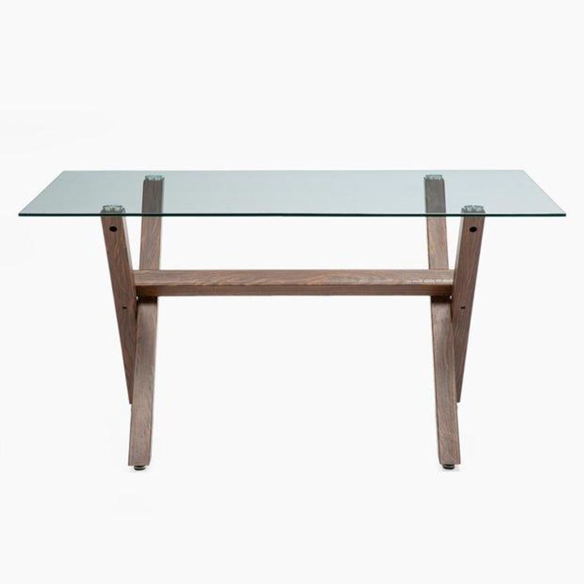 SPAZZIO - Comedor mesa Cross nogal + 6 sillas Cross nogal canela