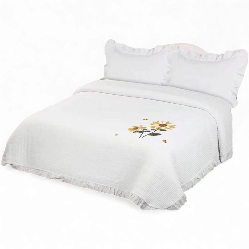 GENERICO - Quilt Bordado Cobertor De Verano 2 Plazas Color Blanco