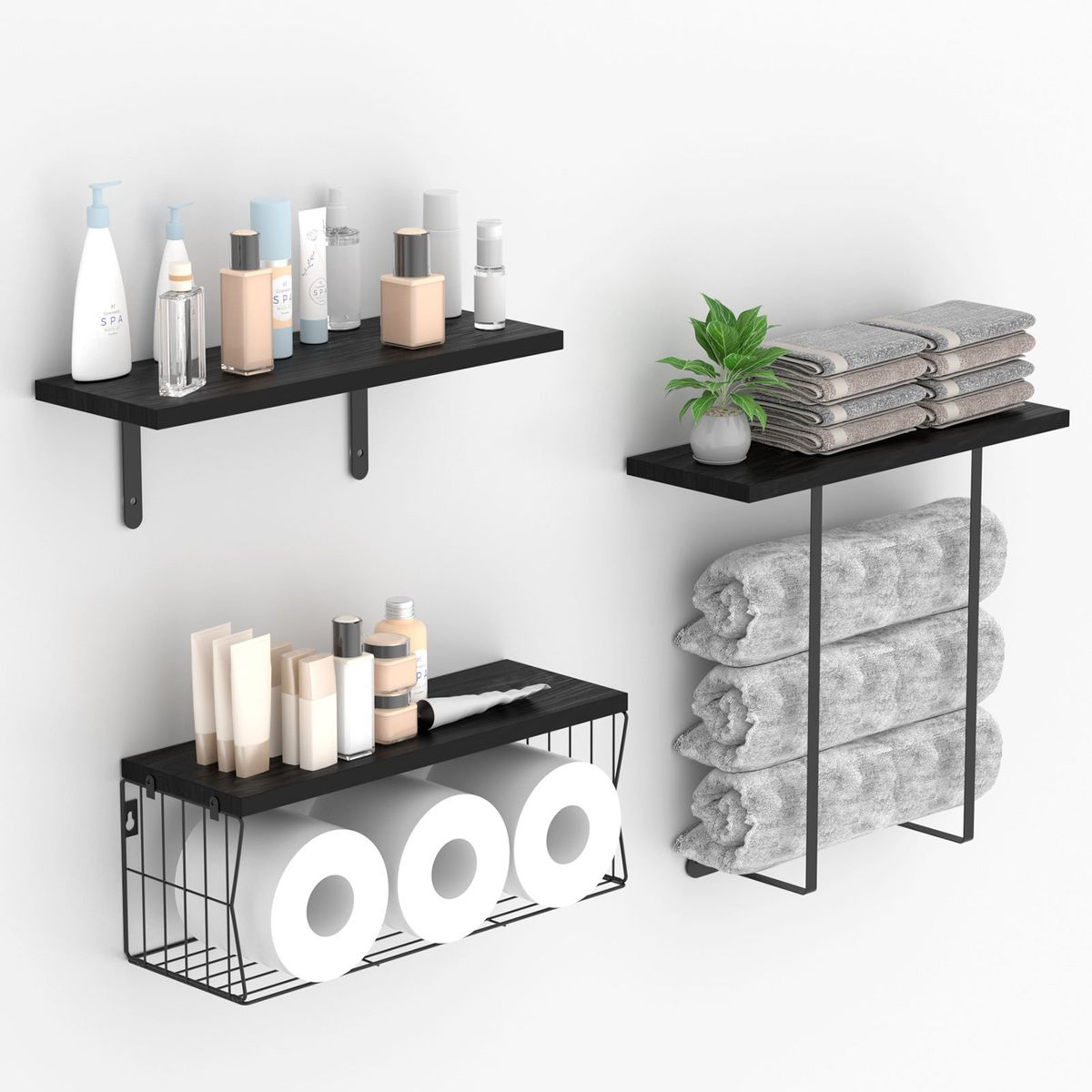 HALMAN - Negro Estante de baño para pañuelos y toallitas