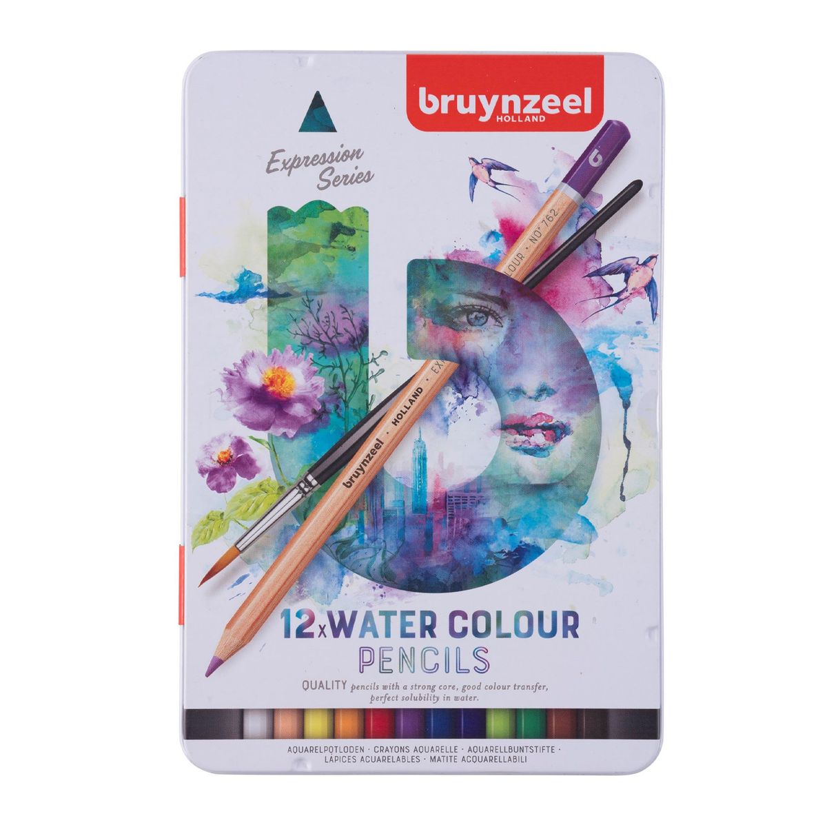 BRUYNZEEL - Lápices Acuarelables Bruynzeel + Pincel (12 Colores)