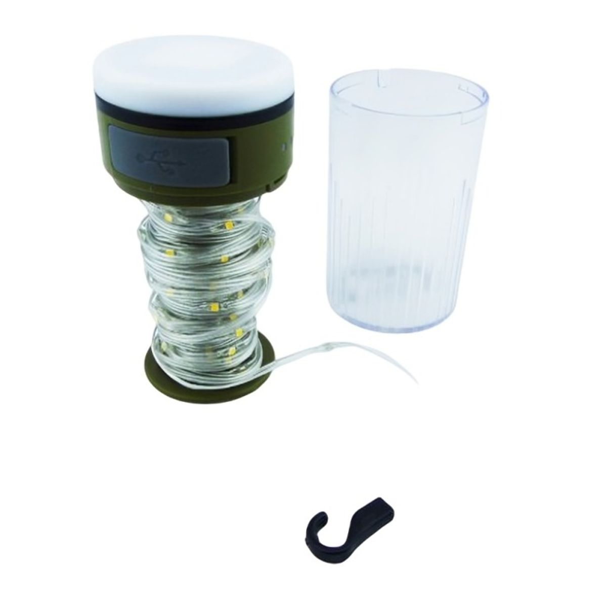 OEM - LAMPARA DE CAMPING + GUINALDA 10M LUZ CALIDA RECARGABLE USB