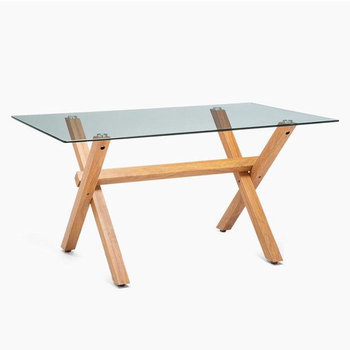 SPAZZIO - Comedor mesa Cross natural + 6 sillas Cross natural café