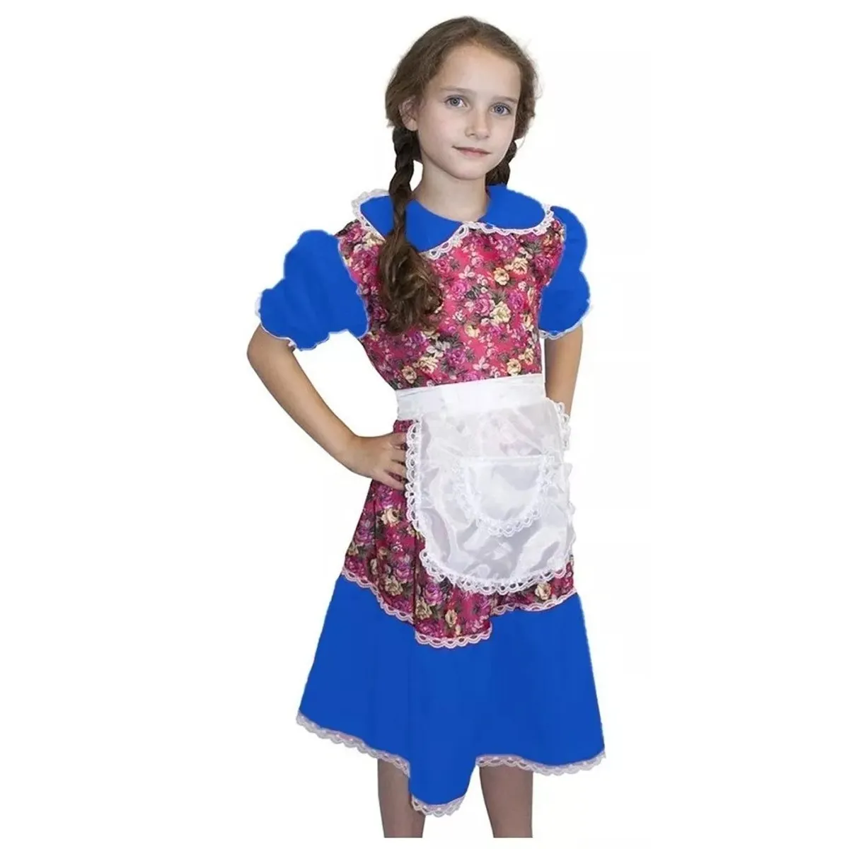 TODODISFRACESCHILE - Disfraz Traje Huasa China detalles Azul Talla 10 a 12 años