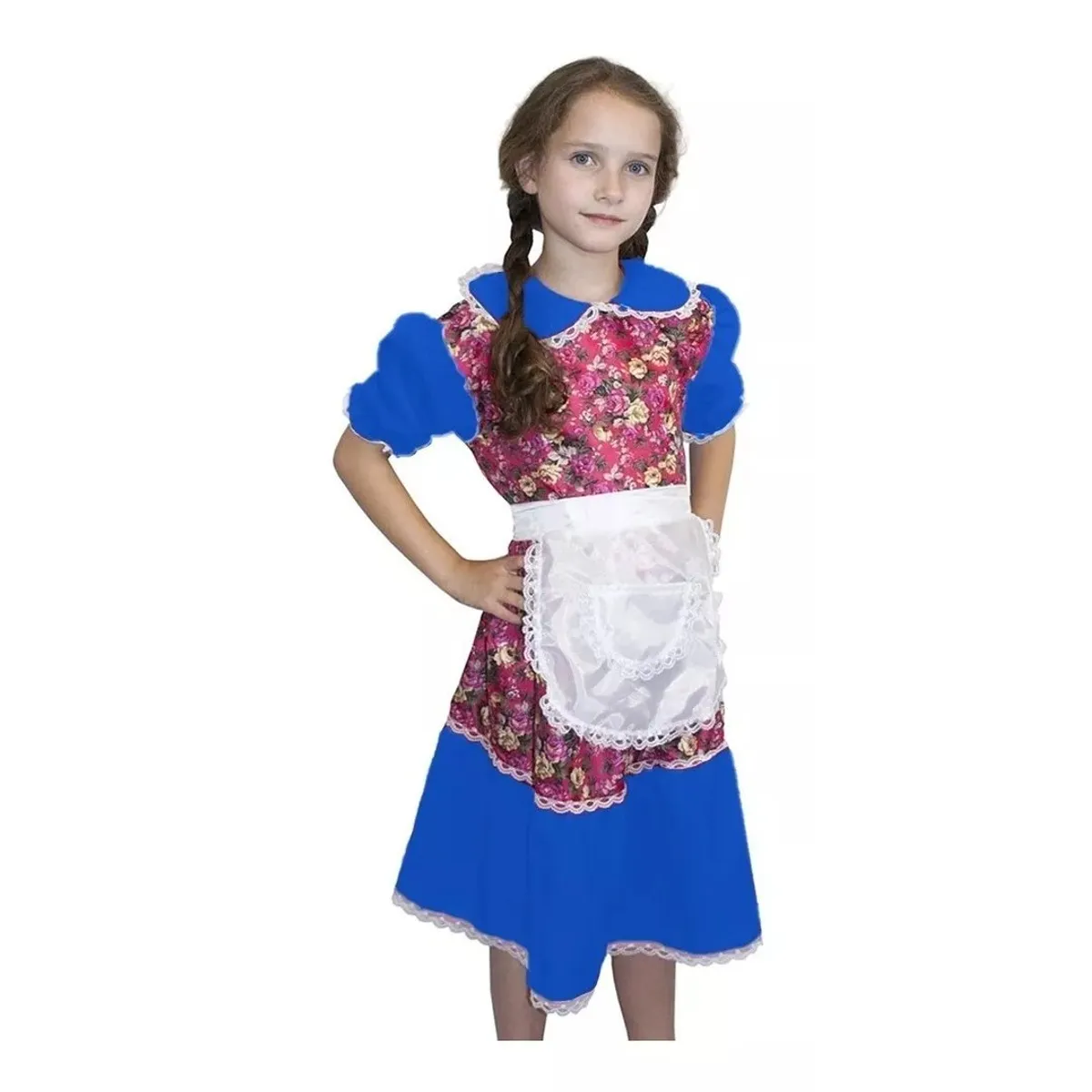 TODODISFRACESCHILE - Disfraz Traje Huasa China detalles Azul Talla 10 a 12 años