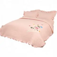 GENERICO - Quilt Bordado Cobertor De Verano 2 Plazas Palo Rosa
