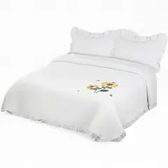 GENERICO - Quilt Bordado Cobertor De Verano 2 Plazas Blanco
