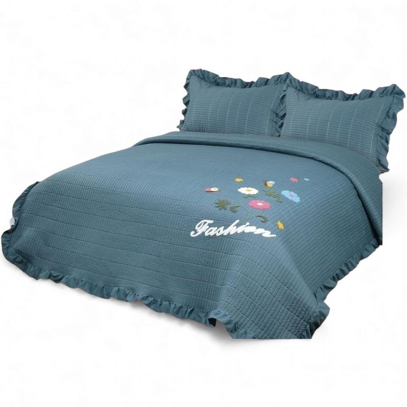 GENERICO - Quilt Bordado Cobertor De Verano 2 Plazas Petroleo