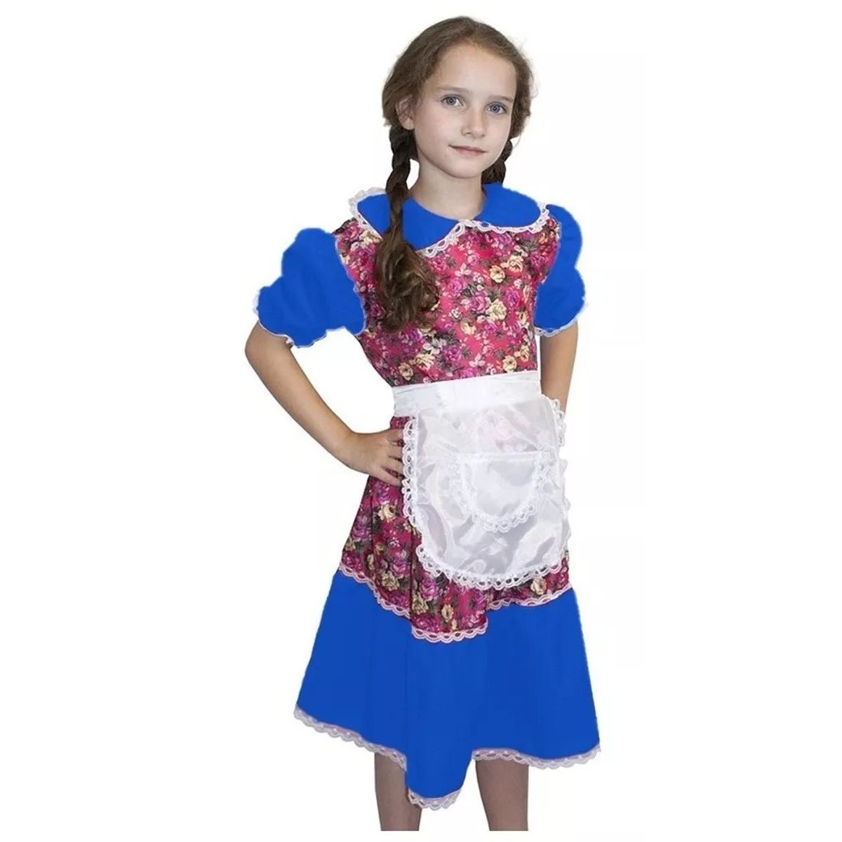 TODODISFRACESCHILE - Disfraz Traje Huasa China detalles Azul Talla 4 a 6 años