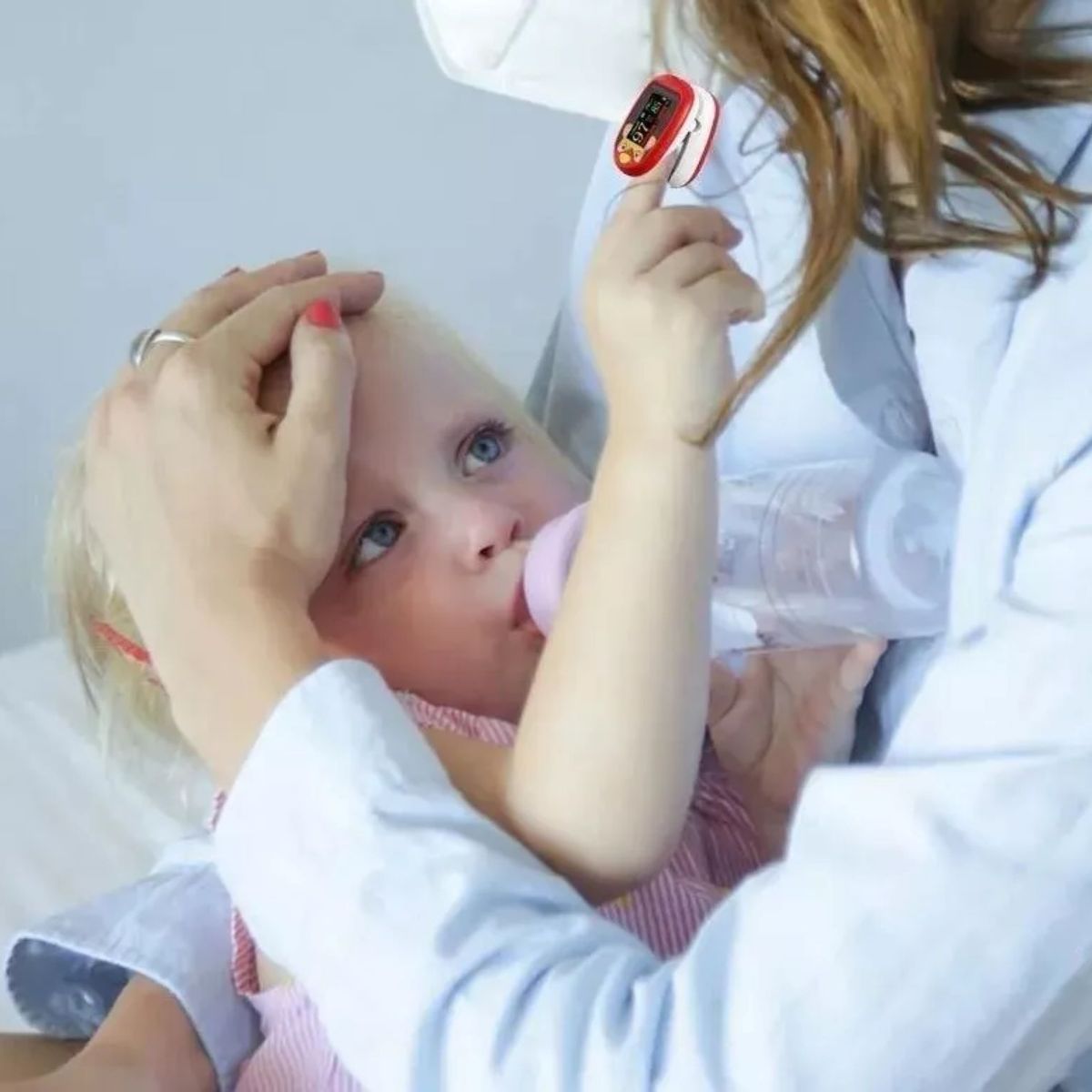 MUNDO MAGIA - Oxímetro De Pulso Para Dedo Pediátrico Rojoblanco