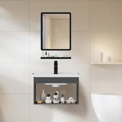 HALMAN - Mueble de lavabo de pared con 1 espejo