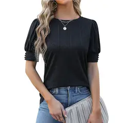 BLWOENS - Polera de manga corta de verano para mujeres - Negro
