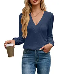 BLWOENS - Polera de manga larga de primavera y otoño para mujeres - Azul