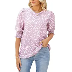 BLWOENS - Polera de manga corta de verano para mujeres - Rosa