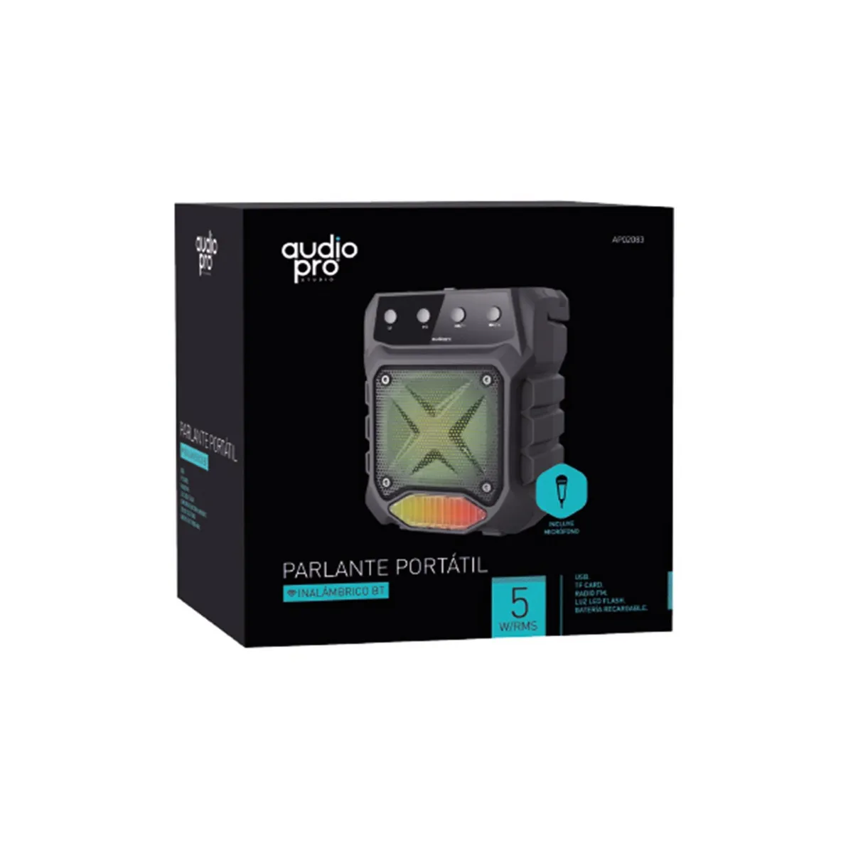 AUDIO PRO - Parlante Bluetooth Con Micrófono E Iluminación Rgb Negro - SC