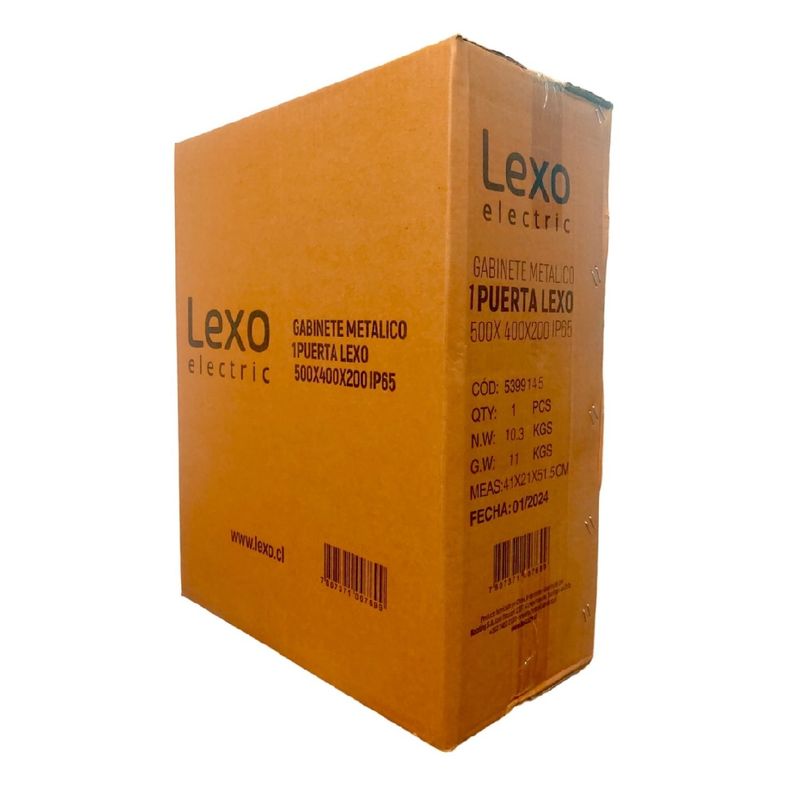 LEXO - GABINETE TABLERO METALICO 500X400X200MM S/P. 1 PUERTA IP65 RAL 7032