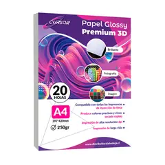 CURSOR - Papel Fotografico Glossy A4 3D 250gr 20 Hjs - Blanco