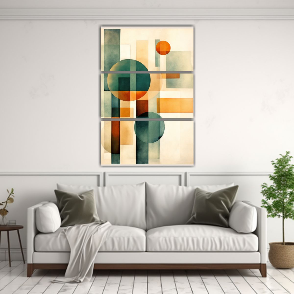 GENERICO - Conjunto 3 Lienzos Diseño Equilibrio Pintura Acuarela Forma 120x180cm