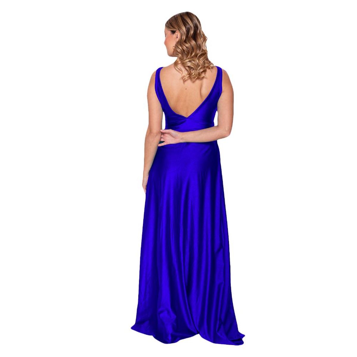 MARIA PASKARO - Vestido Largo Algarve Azulino Lycra Dupont Maria Paskaro - Azul Cobalto.-