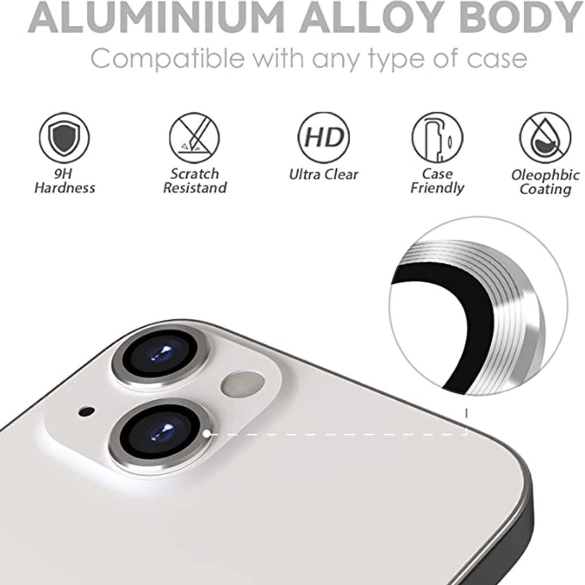 GENERICO - Protector De Lentes Para Cámara iPhone 15 Normal/ 15 Plus Silver