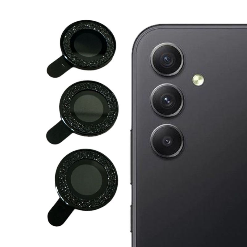 GENERICO - Protector De Lentes Para Cámara Samsung A14 A34 5g Negro Brillante