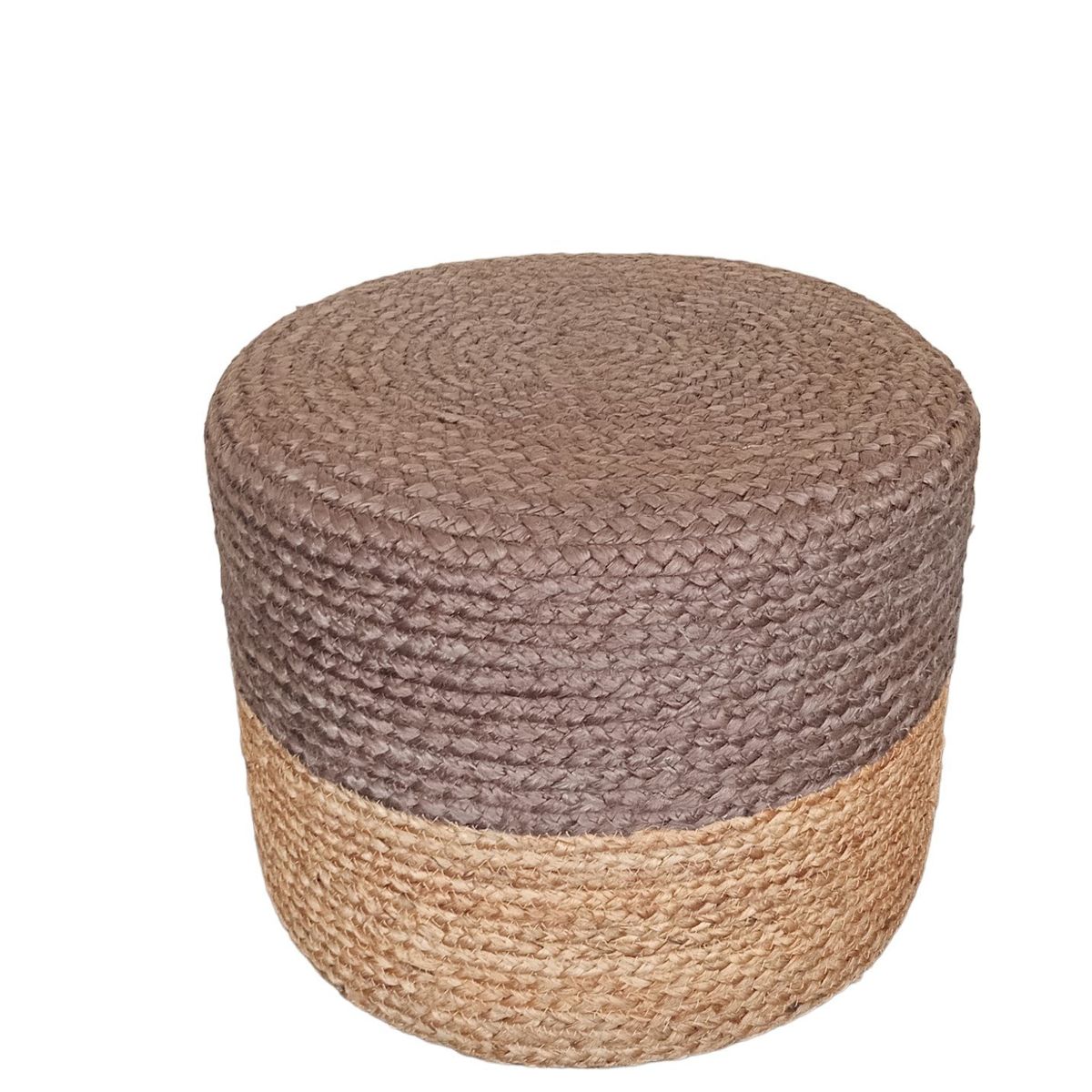 DECOGHAR - Puff de Yute Turquesa-Natural Redondo 30x40 cm