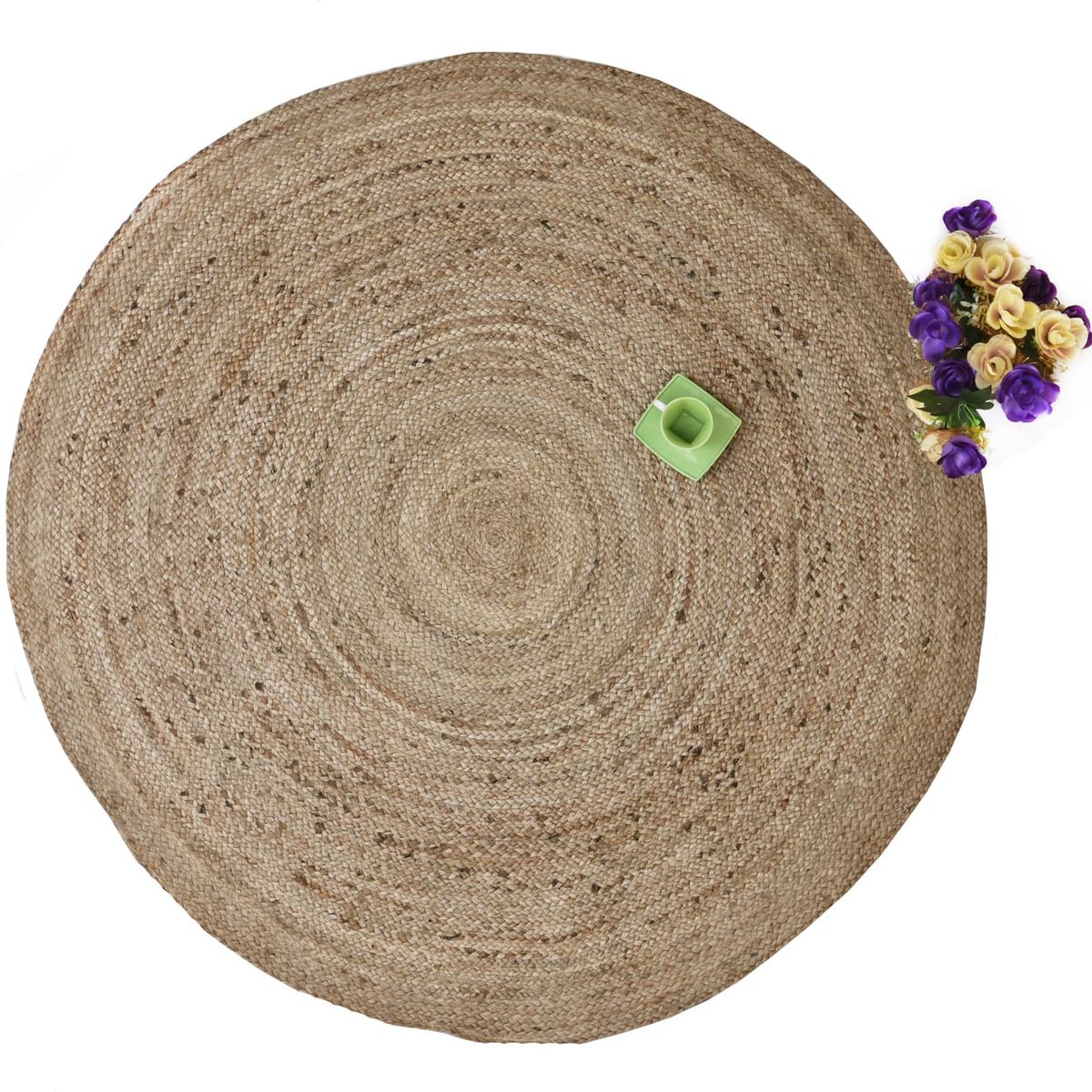 DECOGHAR - Alfombra de Yute Redonda Natural Pequeña 90x90 cm