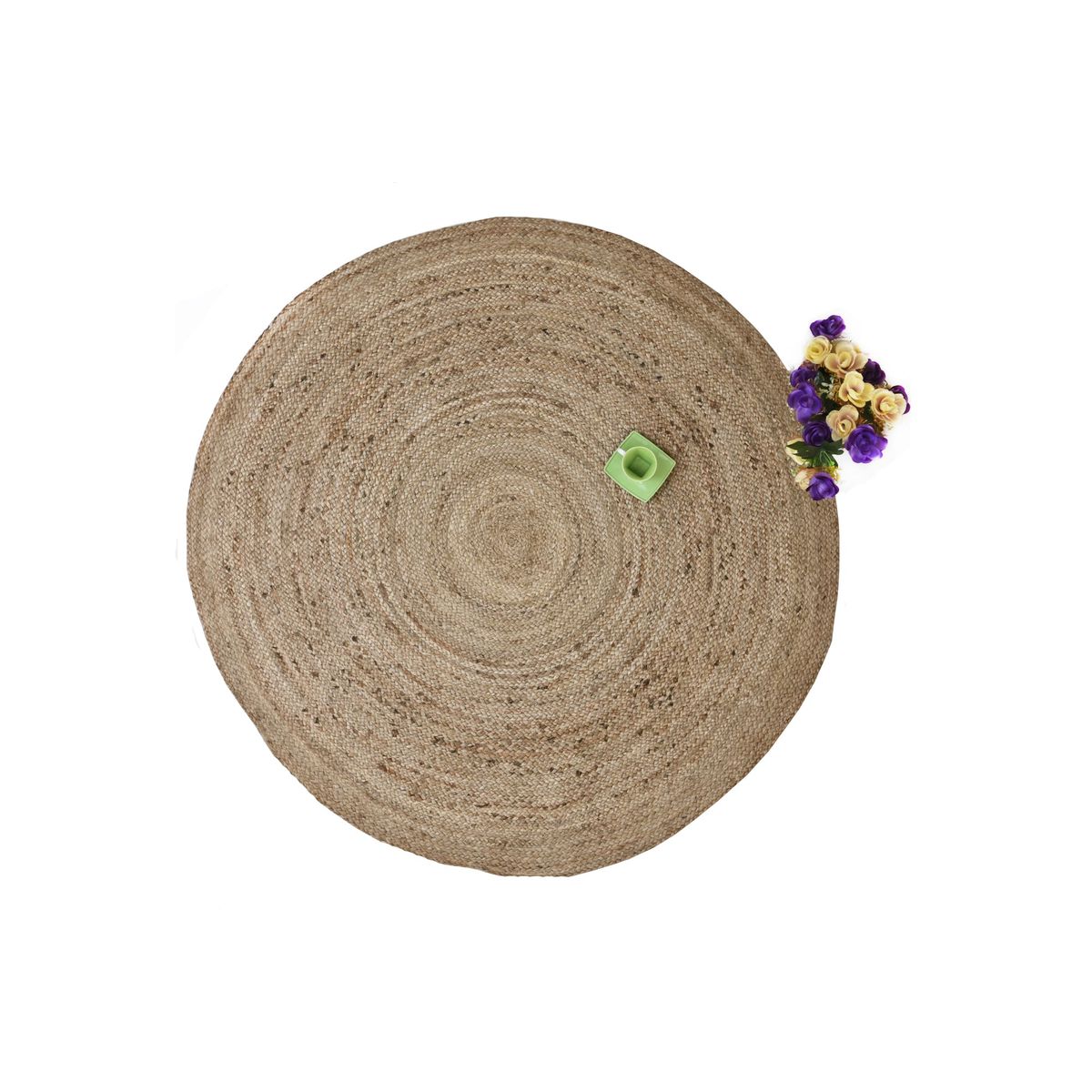 DECOGHAR - Alfombra de Yute Redonda Natural Mediana 120x120 cm