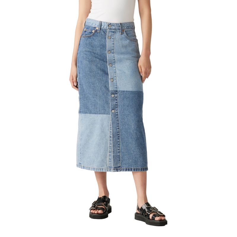 LEVIS - Falda Mujer Button Midi Azul Levis
