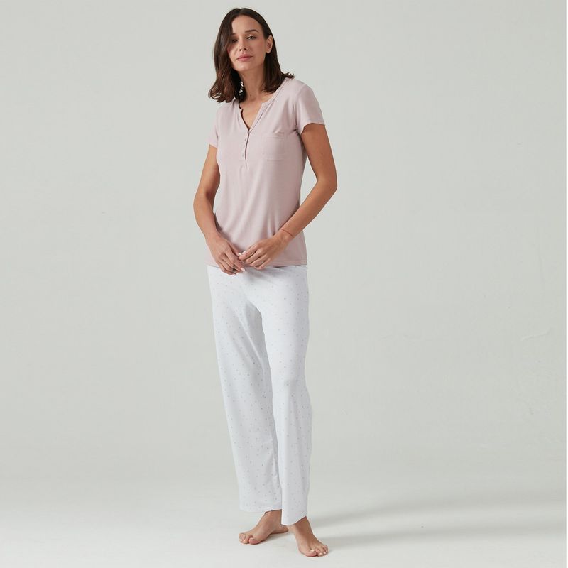 BARBIZON - Pijama Kate Pantalon Largo Rosado