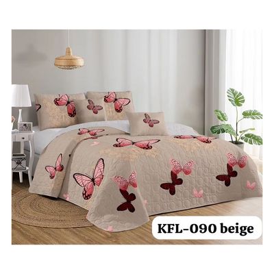 Imagen 2 del producto Cubrecama Quilt Verano 2 Plazas - Beige Mariposas KFL090