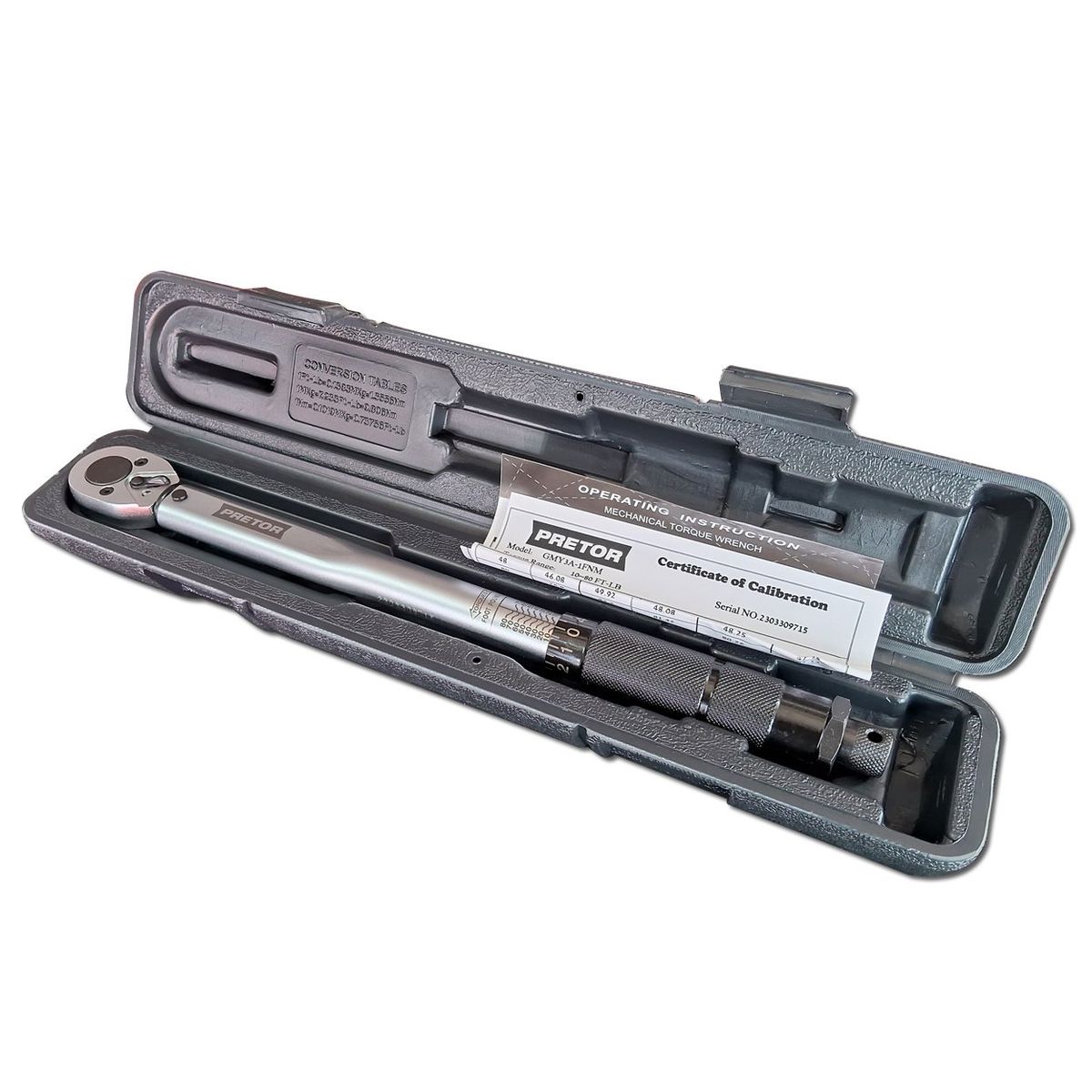 PRETOR - Llave de torque dinamométrica 3/8" 24 dientes 10 a 80 ft/lbs