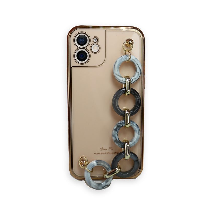 JOIGO - Carcasa iPhone 12 Pro Max Metalizada Con Colgante Beige