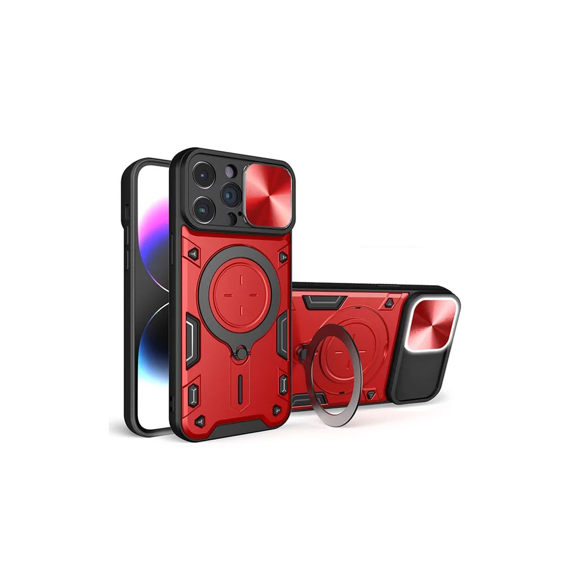 JOIGO - Carcasa Protección Camara Para iPhone 15 Pro Rojo