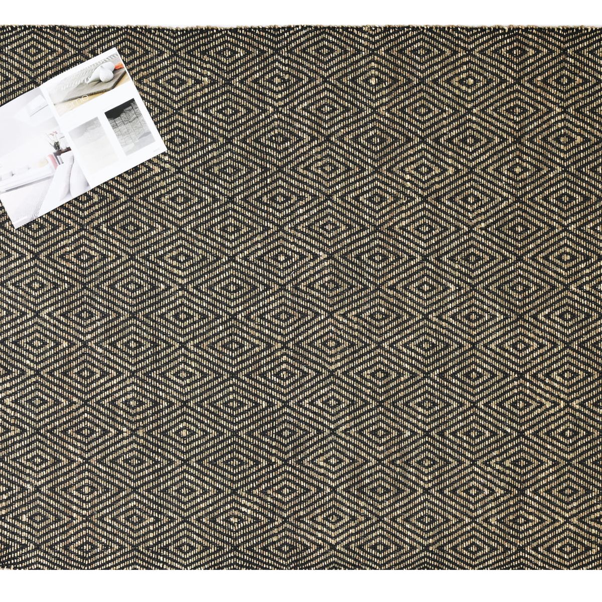 DECOGHAR - Alfombra de Yute Seagrass Diamante Negro Mediana 150x210 cm
