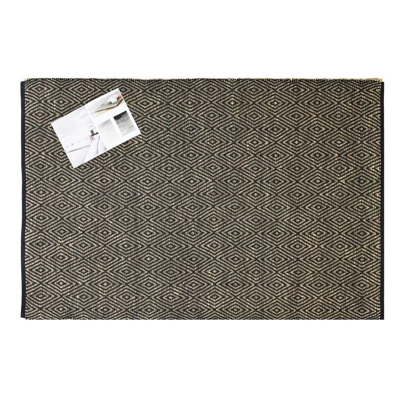 GENERICO - Alfombra de Yute Seagrass Diamante Negro Mediana 150x210 cm