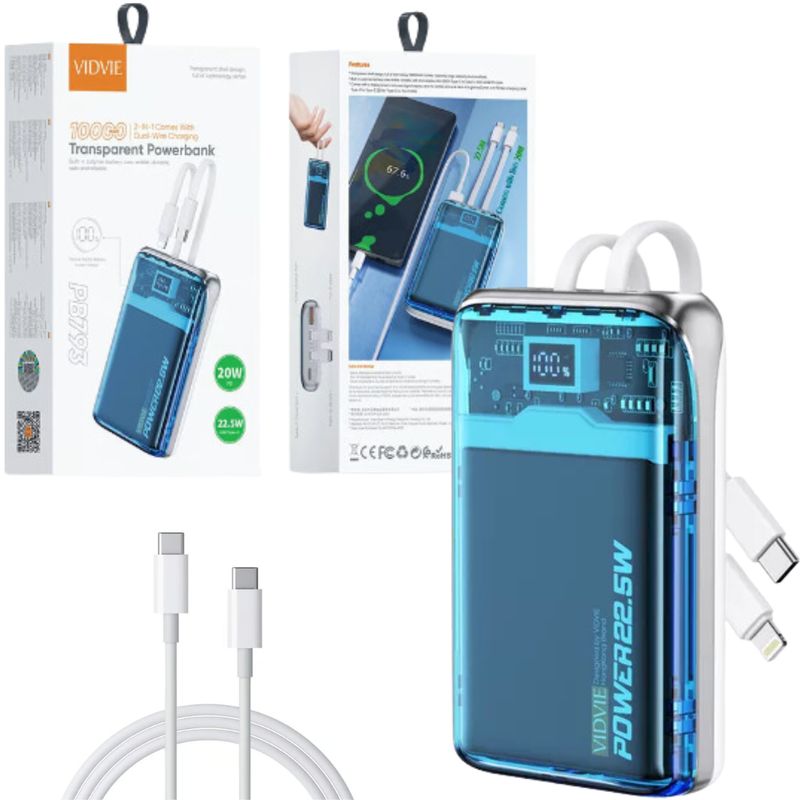 GENERICO - Bateria Portátil Carga Rápida 10000 mAh Modelo Transparente