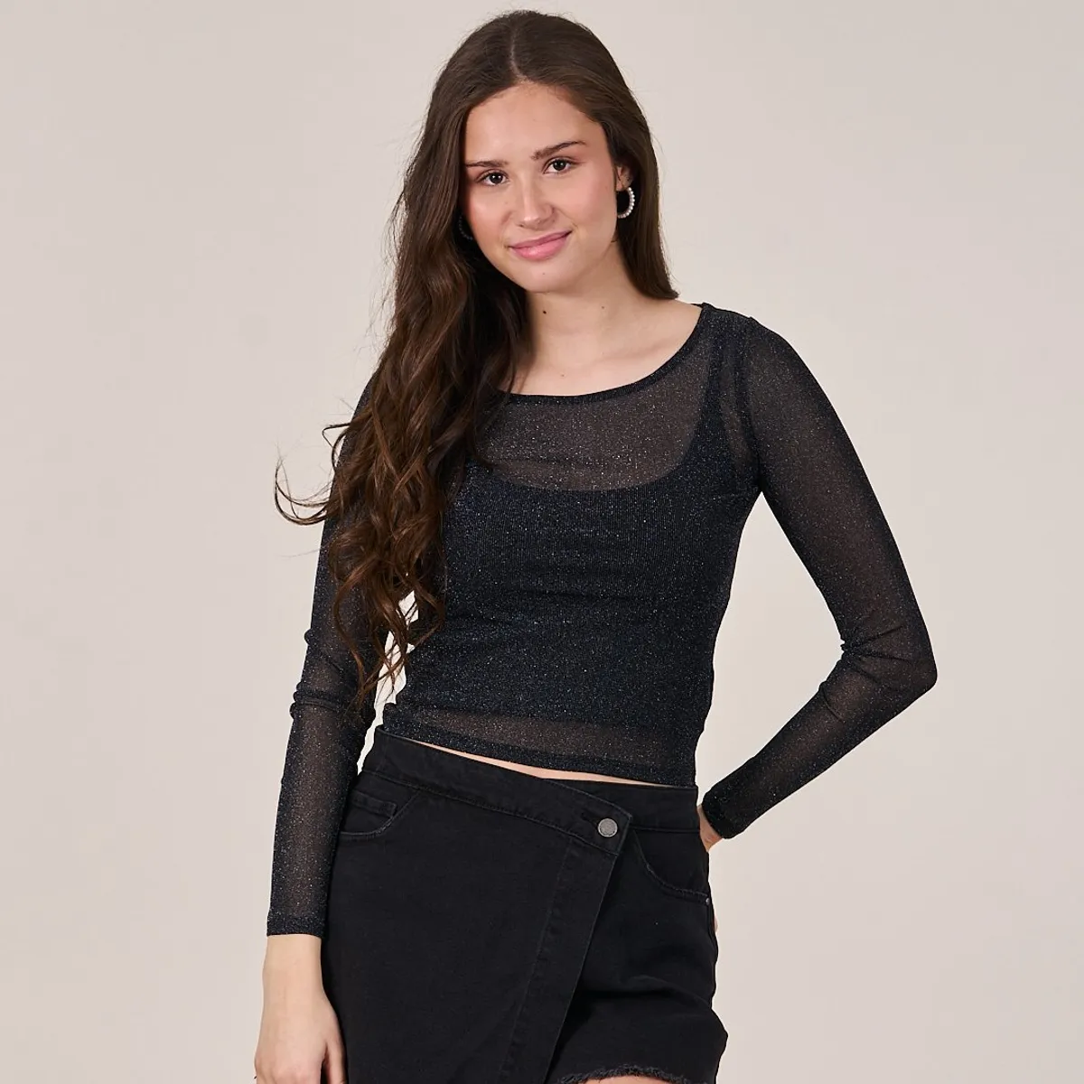 POLEMIC - Polera Night Brillos malla elasticada - Polemic Girl