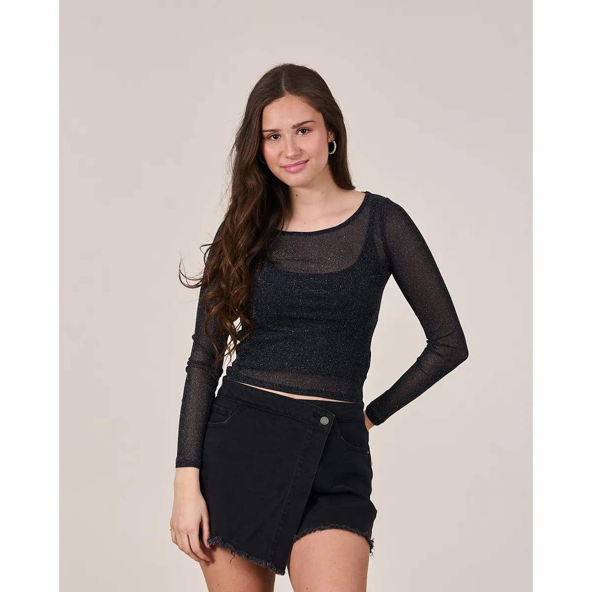 POLEMIC - Polera Night Brillos malla elasticada - Polemic Girl