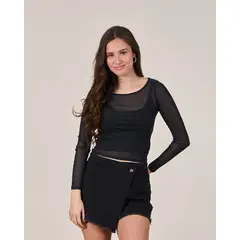 POLEMIC - Polera Night Brillos malla elasticada - Girl