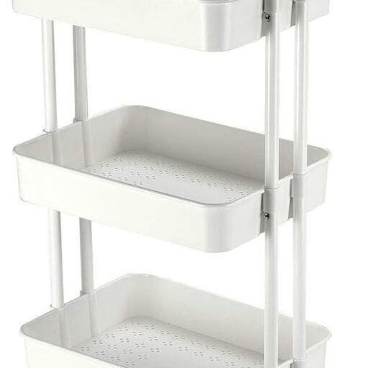 GENERICO - Carrito Organizador 3 Niveles Metalico Multifuncion C/ruedas Blanco