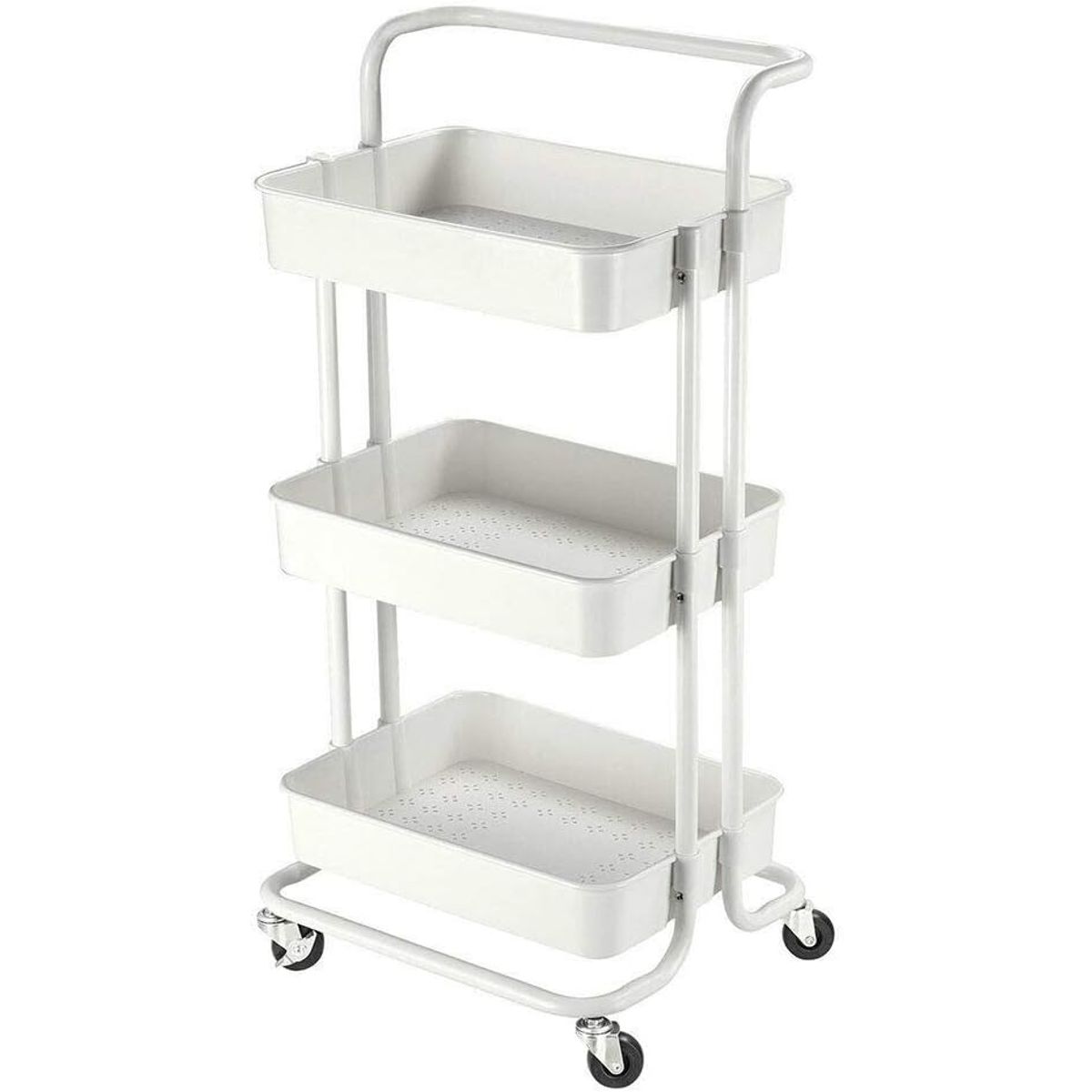 GENERICO - Carrito Organizador 3 Niveles Metalico Multifuncion C/ruedas Blanco